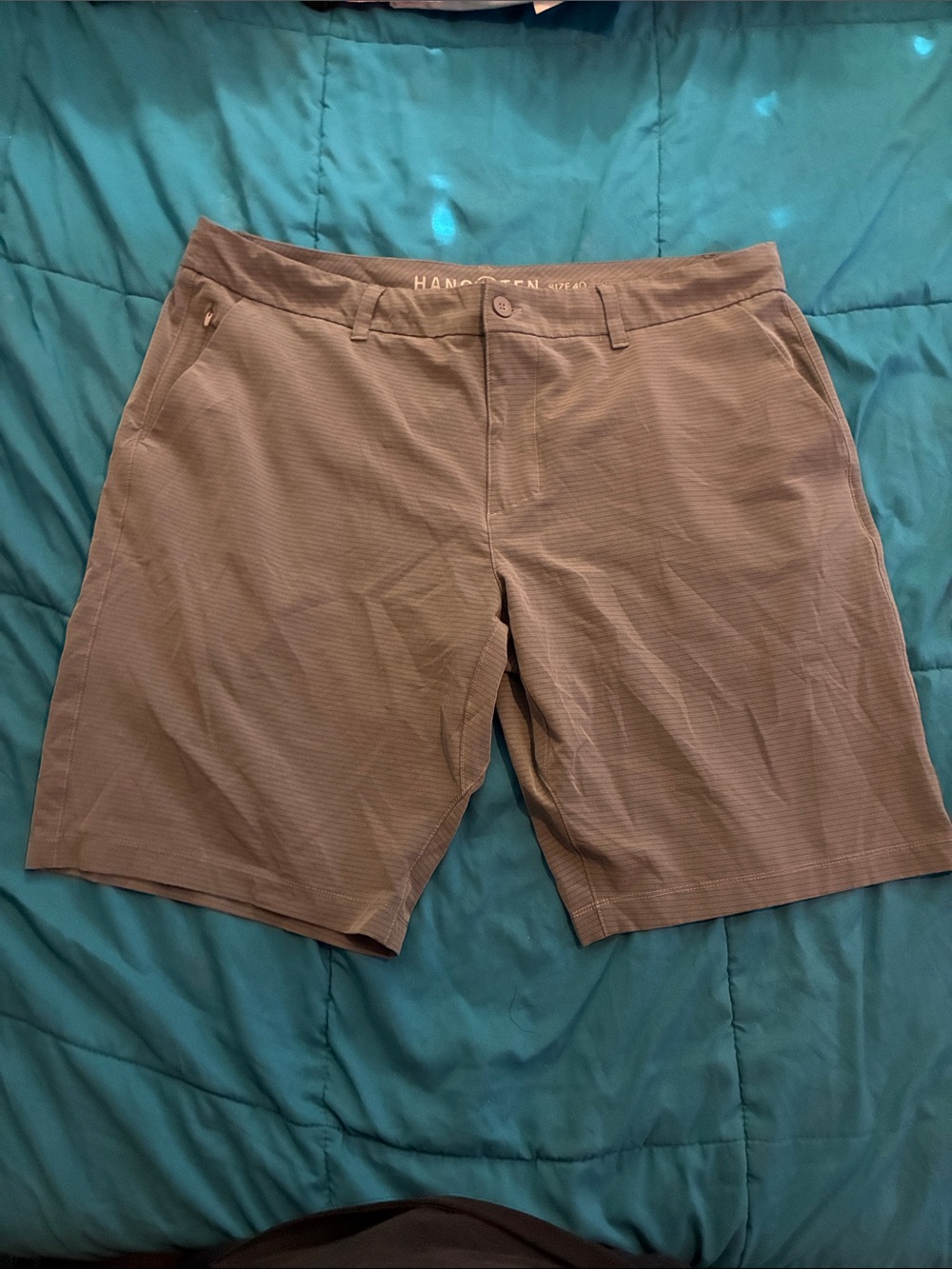 Haggar Men's Taupe-Grey Flat Front Performance Shorts